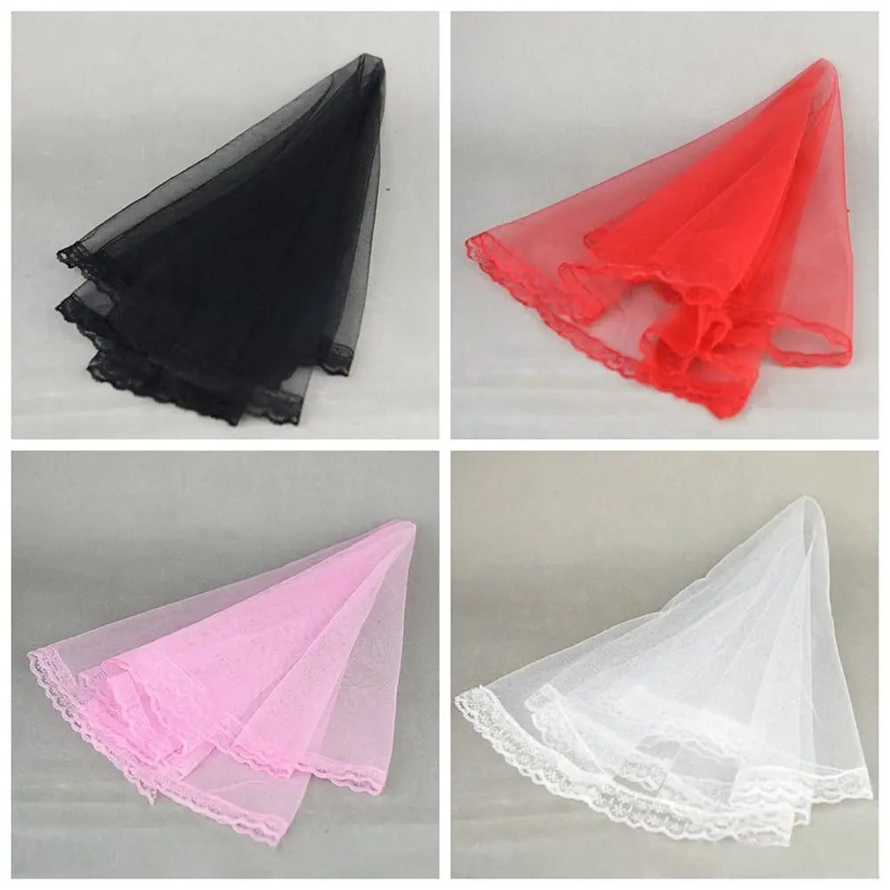 Voile de mode pour chapeau, voile de mariée, coiffe, voile de dentelle, long voile de mariage blanc 1/6 BJD