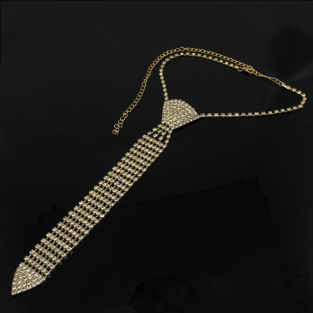 Collier cravate flèche strass — Accessoire de mariage nuptial
