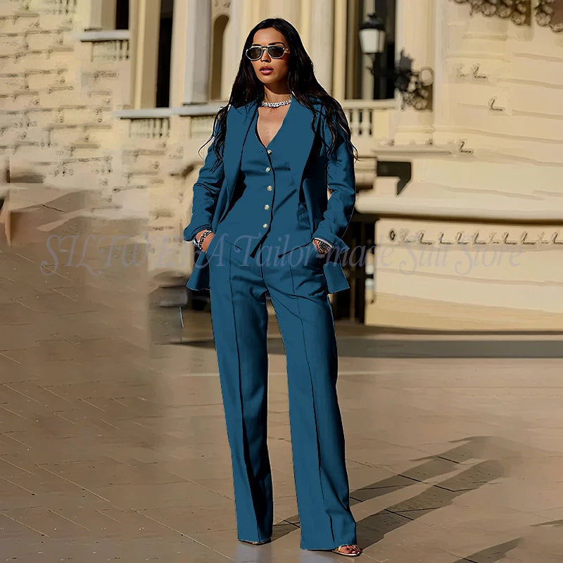 Ensembles tailleur 3 pièces pour femme : veste, pantalon et gilet - Tenues décontractées élégantes pour le bureau - Vêtements féminins de haute qualité - Ensembles blazer chics et formels