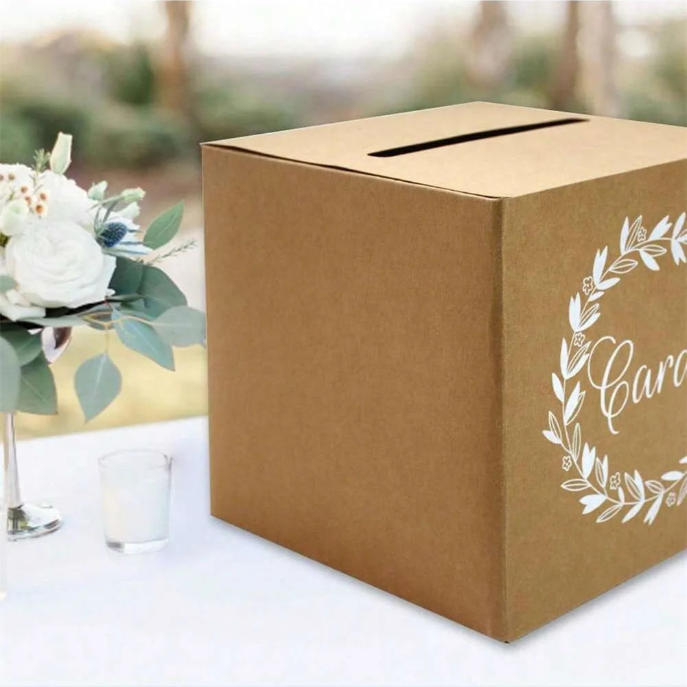 1PC Kraft Card Box Wedding Favors Box Cardboard Receiving Money Box Holder for Wedding Reception Birthday ﻿