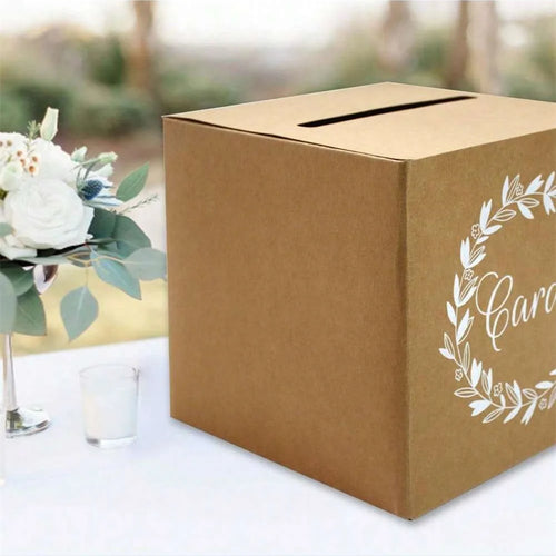 Boîte en carton kraft 1 pièce, boîte de réception d'argent en carton pour mariage, réception d'anniversaire