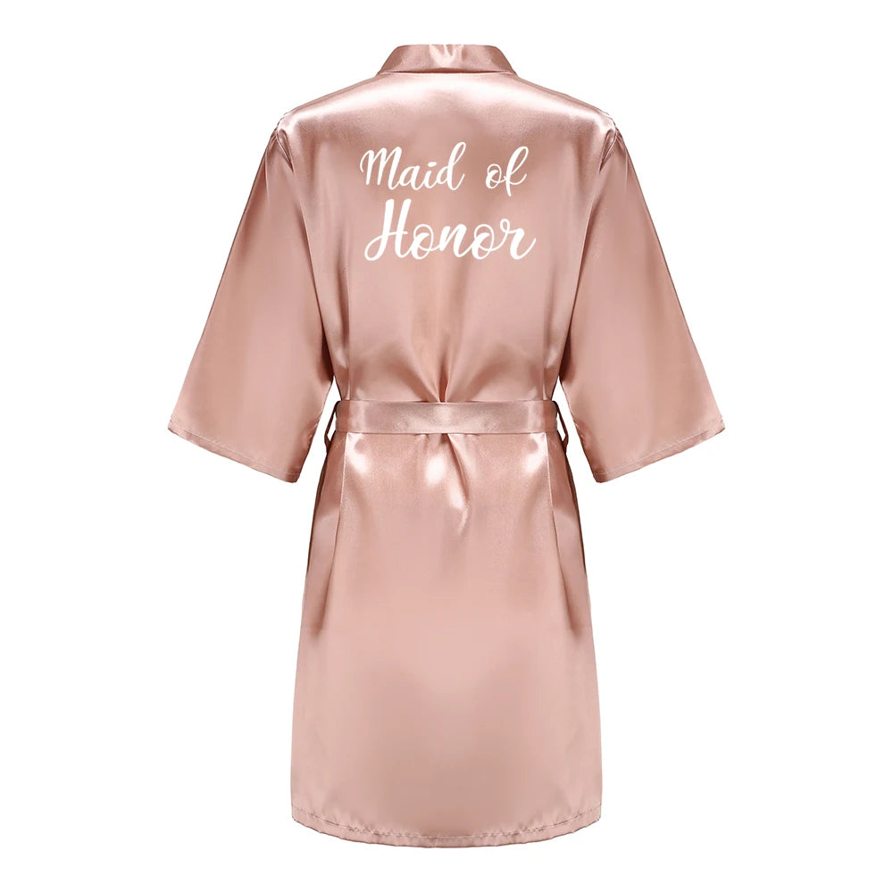 Peignoirs de mariée pour femmes, cadeaux de fête prénuptiale, robe de demoiselle d'honneur, nuisette en satin de soie, kimono sexy d'été, robe de chambre.