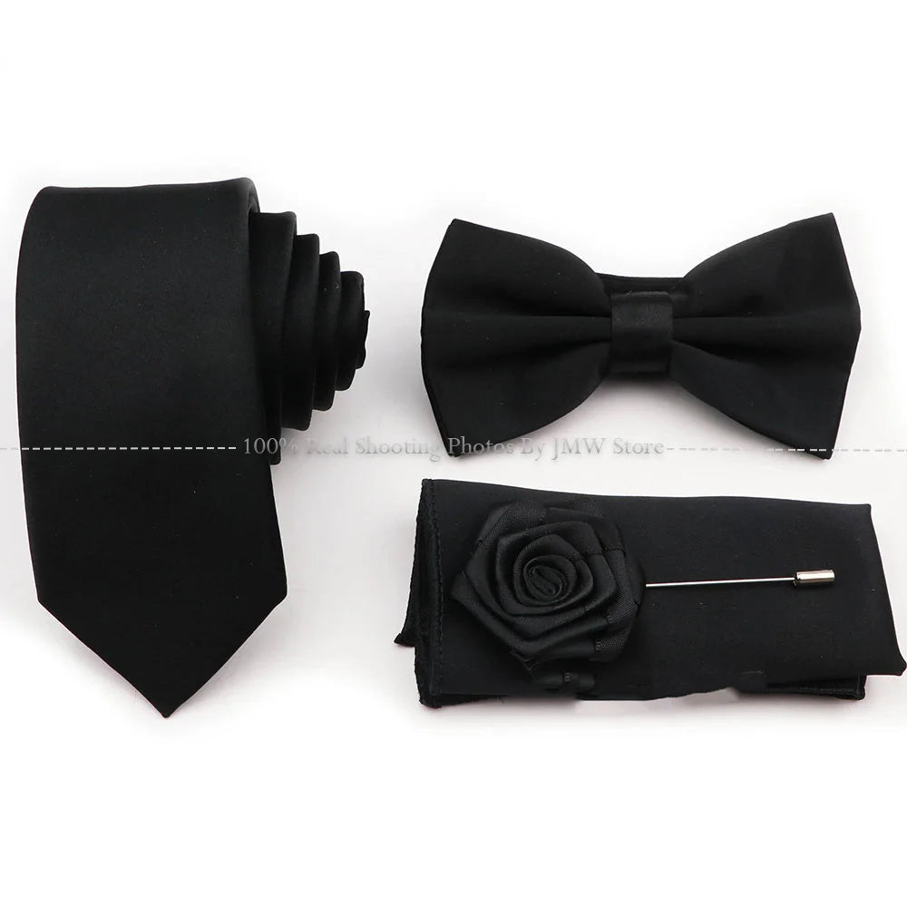 Ensemble cravate et nœud papillon violet bleu sauge vert en polyester, boutons de manchette et broche pour costume de marié, cravate de mariage, accessoire de chemise