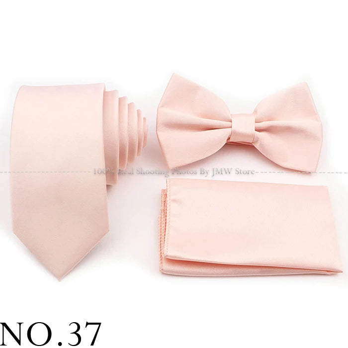 Ensemble cravate et nœud papillon violet bleu sauge vert en polyester, boutons de manchette et broche pour costume de marié, cravate de mariage, accessoire de chemise