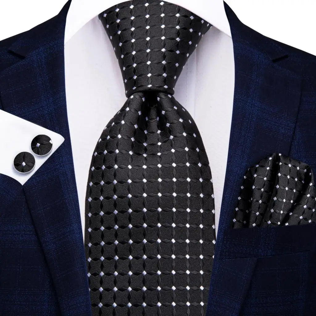 Silk Necktie Gift Set | Groom & Groomsmen Wedding Tie with Pocket Square & Cufflinks