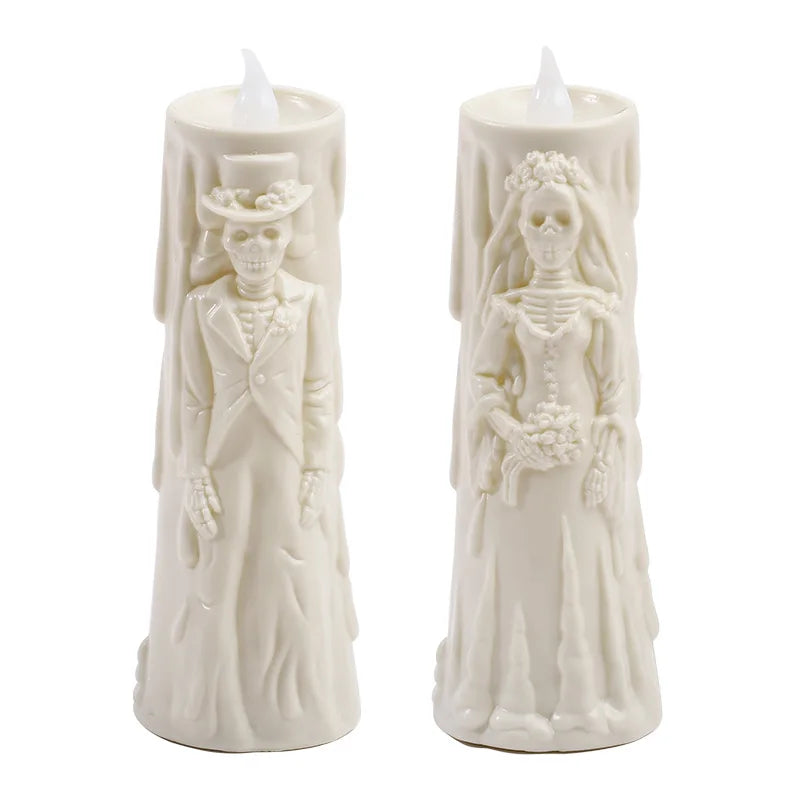 Halloween Skeleton Lamp LED Luminous Candle Horror Decoration Prop Ghost Groom Bride Couple Lamp Ornament Halloween Decor