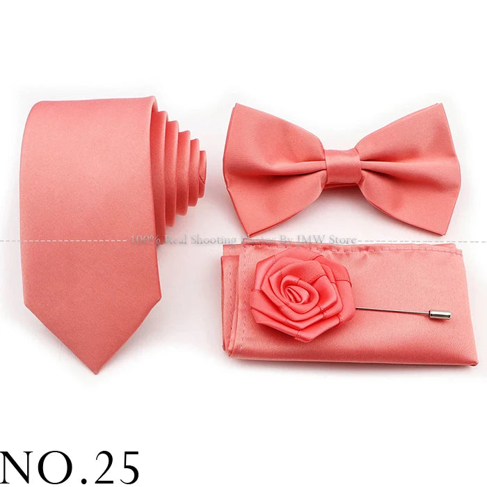 Ensemble cravate et nœud papillon violet bleu sauge vert en polyester, boutons de manchette et broche pour costume de marié, cravate de mariage, accessoire de chemise
