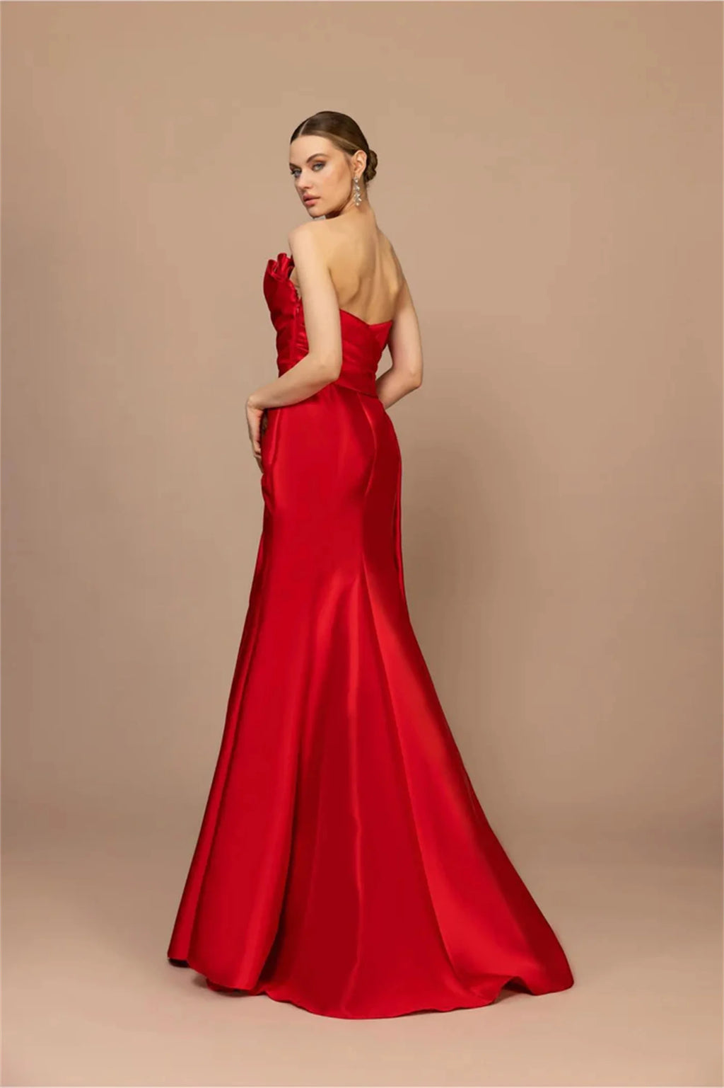 EVON BRIDAL Robes de soirée rouges charmantes sans manches Vestidos De Fiesta Robe de soirée de mariage fendue à la mode personnalisée