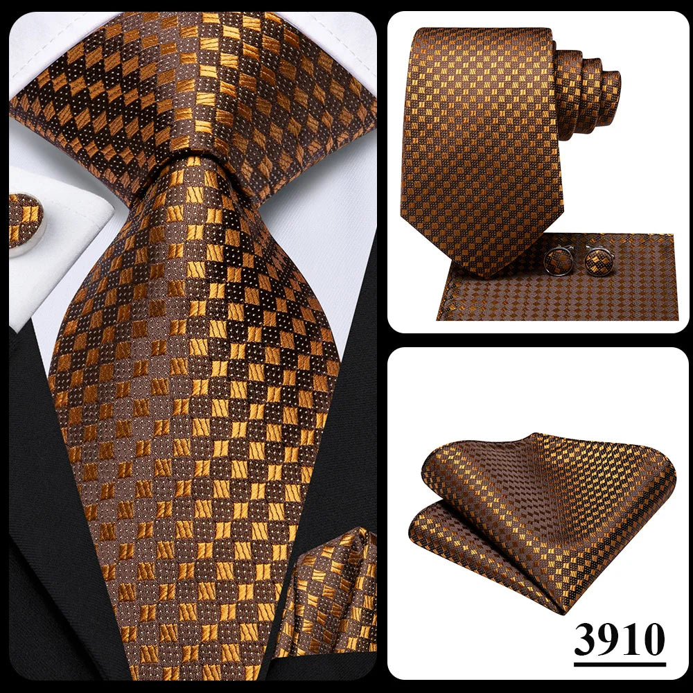 Silk Necktie Gift Set | Groom & Groomsmen Wedding Tie with Pocket Square & Cufflinks
