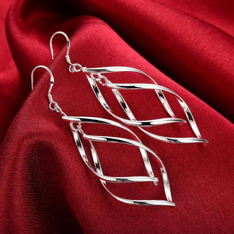Boucles d'oreilles pendantes élégantes - Bijoux de mariée en argent sterling 925