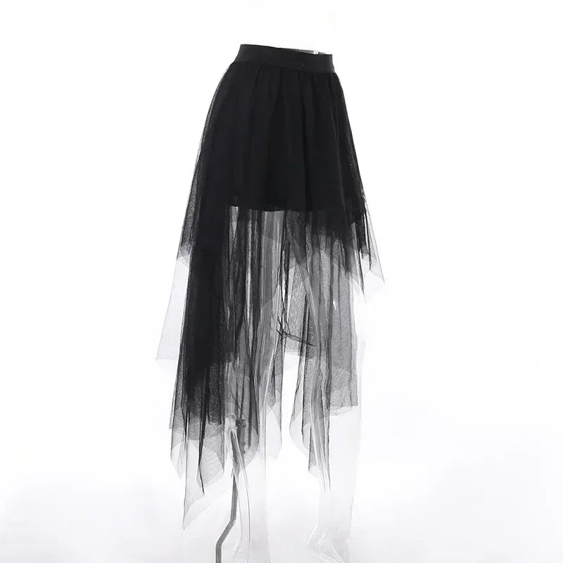 Jupes décontractées Punk Sexy en maille taille haute irrégulière pour femmes, nouvelle jupe polyvalente de style gothique européen et américain pour l'été