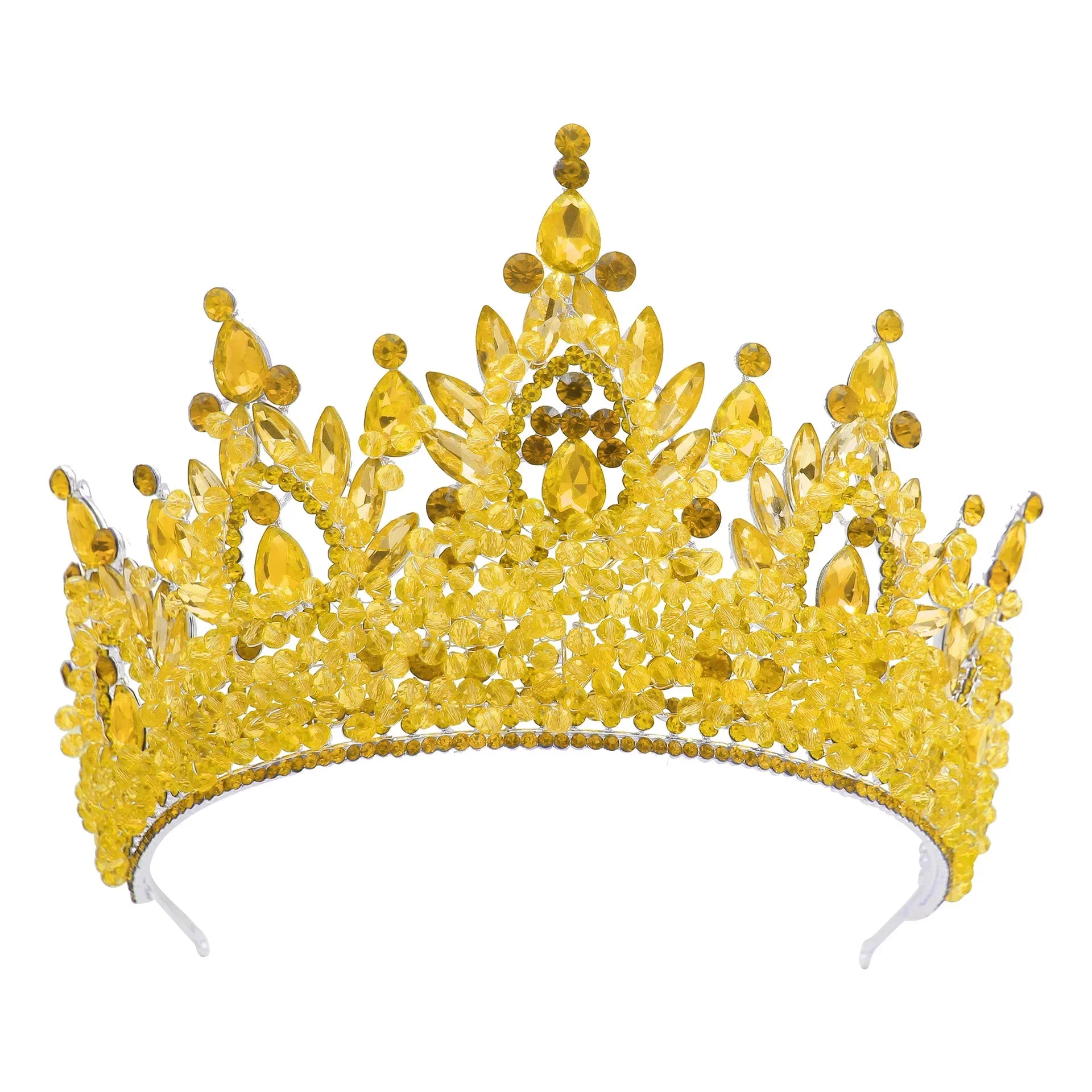 Accessoires de cheveux de mariage colorés roses, coiffe de concours de beauté, diadème de mariée Fait à la main en CRISTAL coloré avec perles
