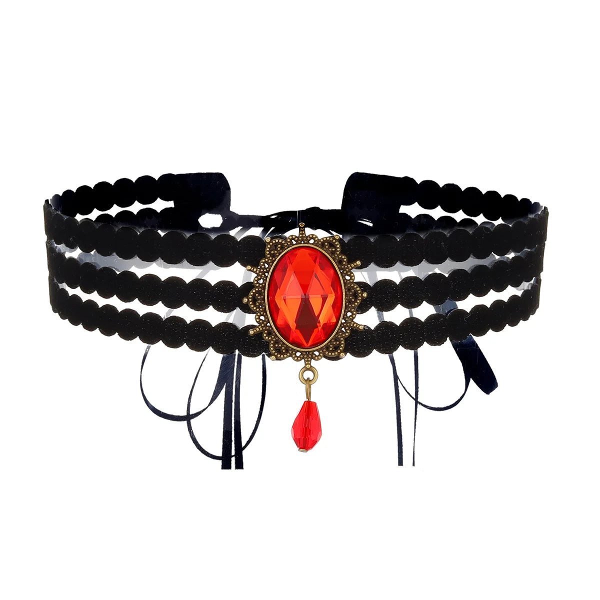 Collier ras-du-cou « rose épanouie en dentelle gothique » — style Lolita