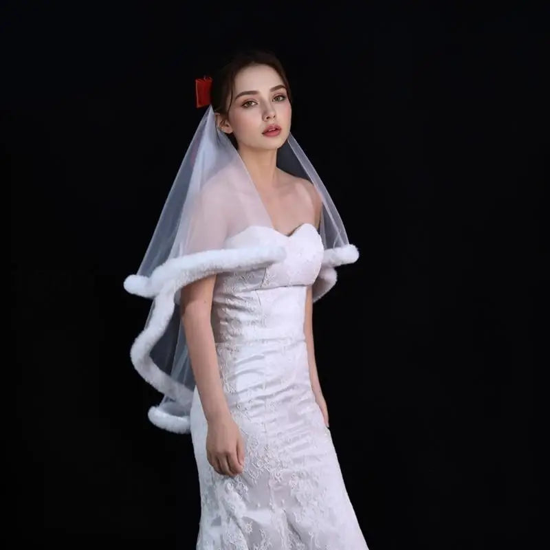 39BD Fingertip Bridal Headdress Veils Cathedral Wedding Veils Minimalists Women Veil for Wedding Ceremonies