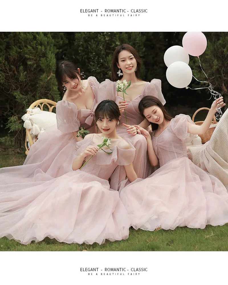 Robe de demoiselle d'honneur féerique printemps-été 2026 pour sœurs minces, robe de soirée de mariage élégante