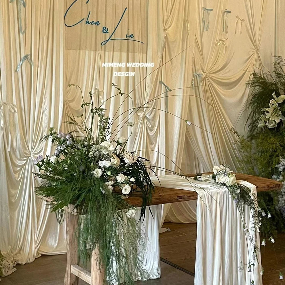 Satin Backdrop Christmas Curtains Wrinkle Free Silky Fabric Background Drapes for Baby Shower Birthday Party Prom Wedding Decor