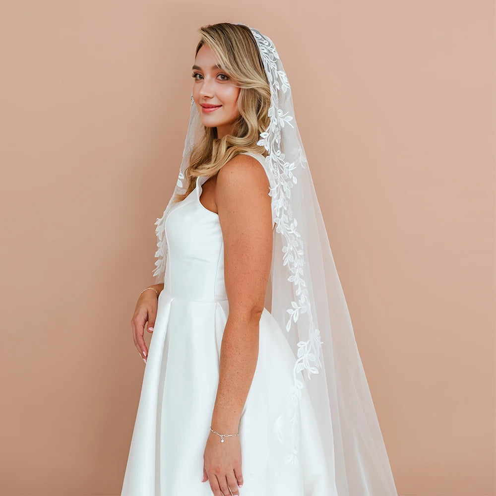 Wedding Bridal Veil Long 1 Layer Veil with Comb Elegant Wedding Accessories Velos De Novia voile de mariee VP115