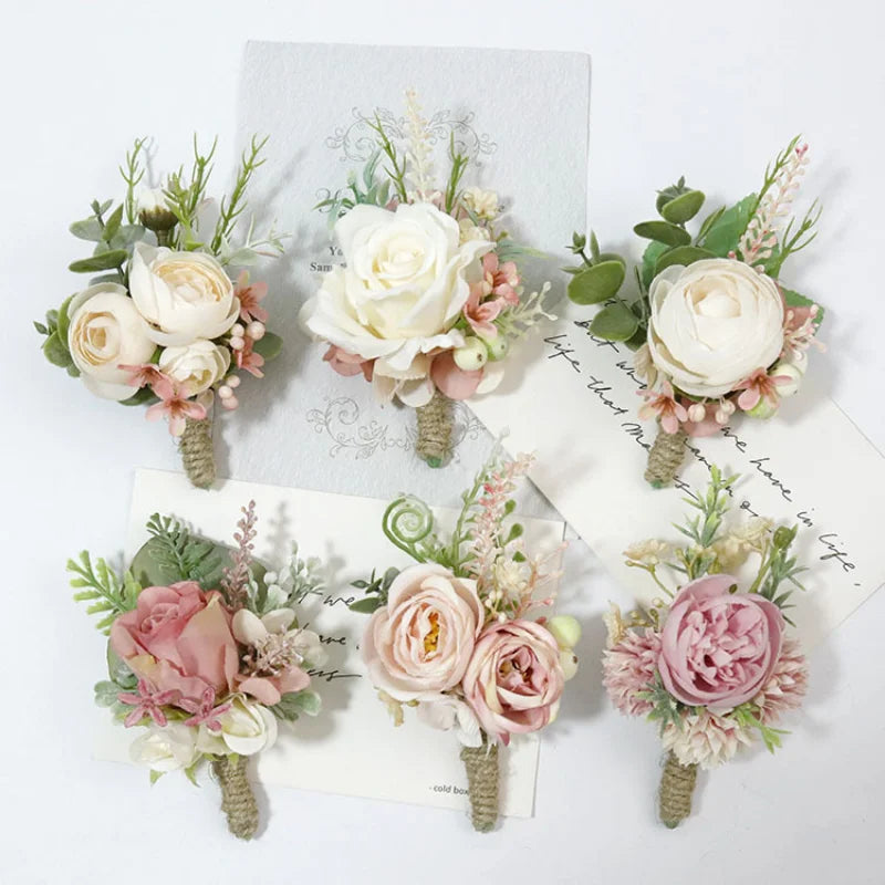 Wedding Boutonniere & Corsage | Silk Flower Pin for Groom, Groomsmen & Guests