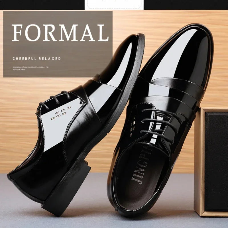 Chaussures de ville pour hommes, luxe, en cuir verni, style Oxford, pour hommes, chaussures habillées en cuir de haute qualité
