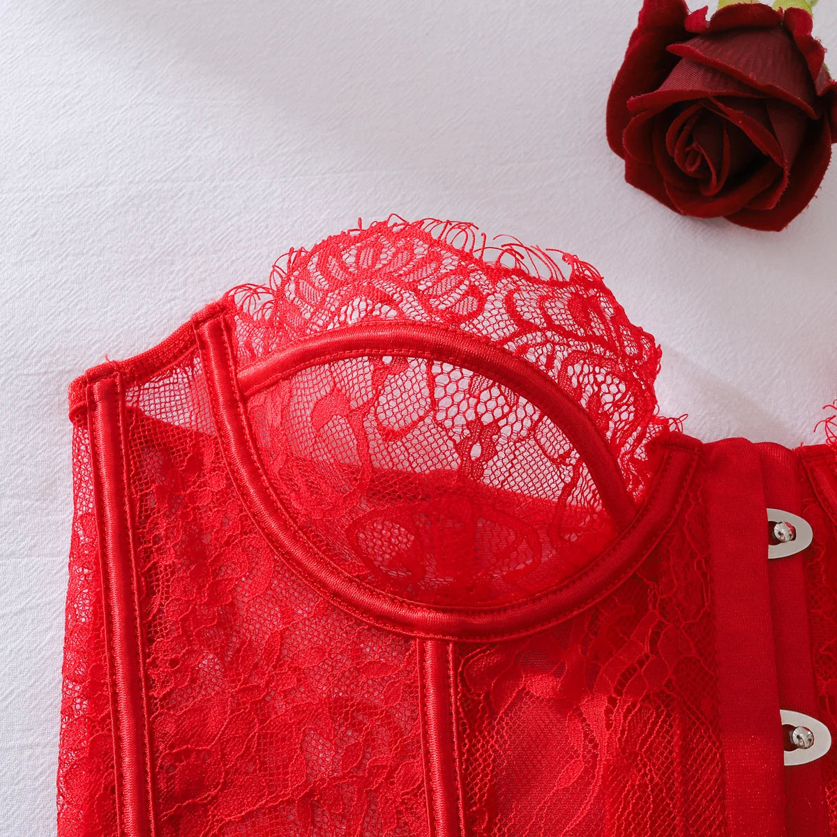 Ensembles de Lingerie Ellolace Palace Femme Corset Souple String Ensemble 2 Pièces Sexy Chaud Sans Bretelles Dentelle Fantaisie Décolleté Plongeant Sous-Vêtements Femme
