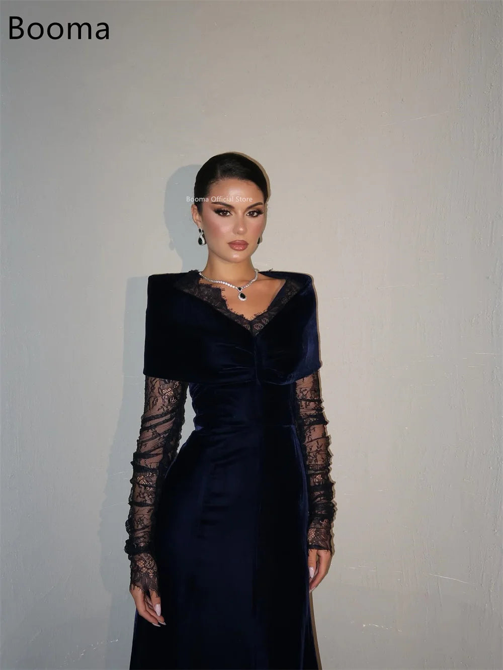 Booma A-Line Lace Velvet Evening Dresses Formal Party Gowns for Women Off The Shoulder Elegant Prom Gown Customize 2025
