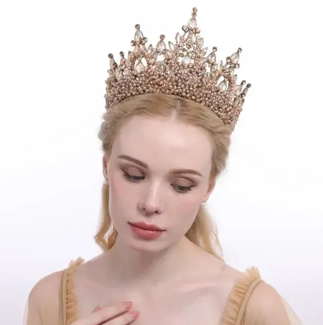 Accessoires de cheveux de mariage colorés roses, coiffe de concours de beauté, diadème de mariée Fait à la main en CRISTAL coloré avec perles