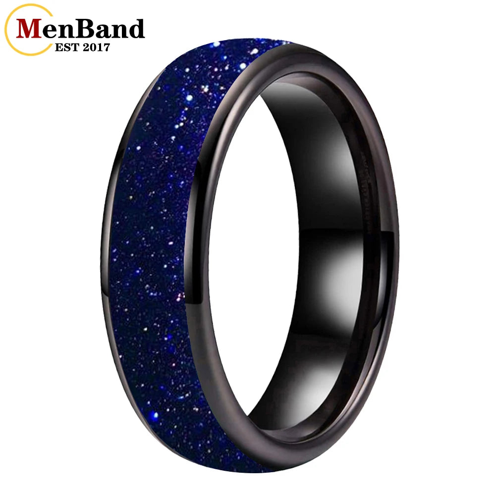 Bague de mariage pour homme 4/6/8mm - Bague en carbure de tungstène avec sable galactique concassé Espace cosmique Bague de mariage unisexe Bague de fiançailles Pour lui