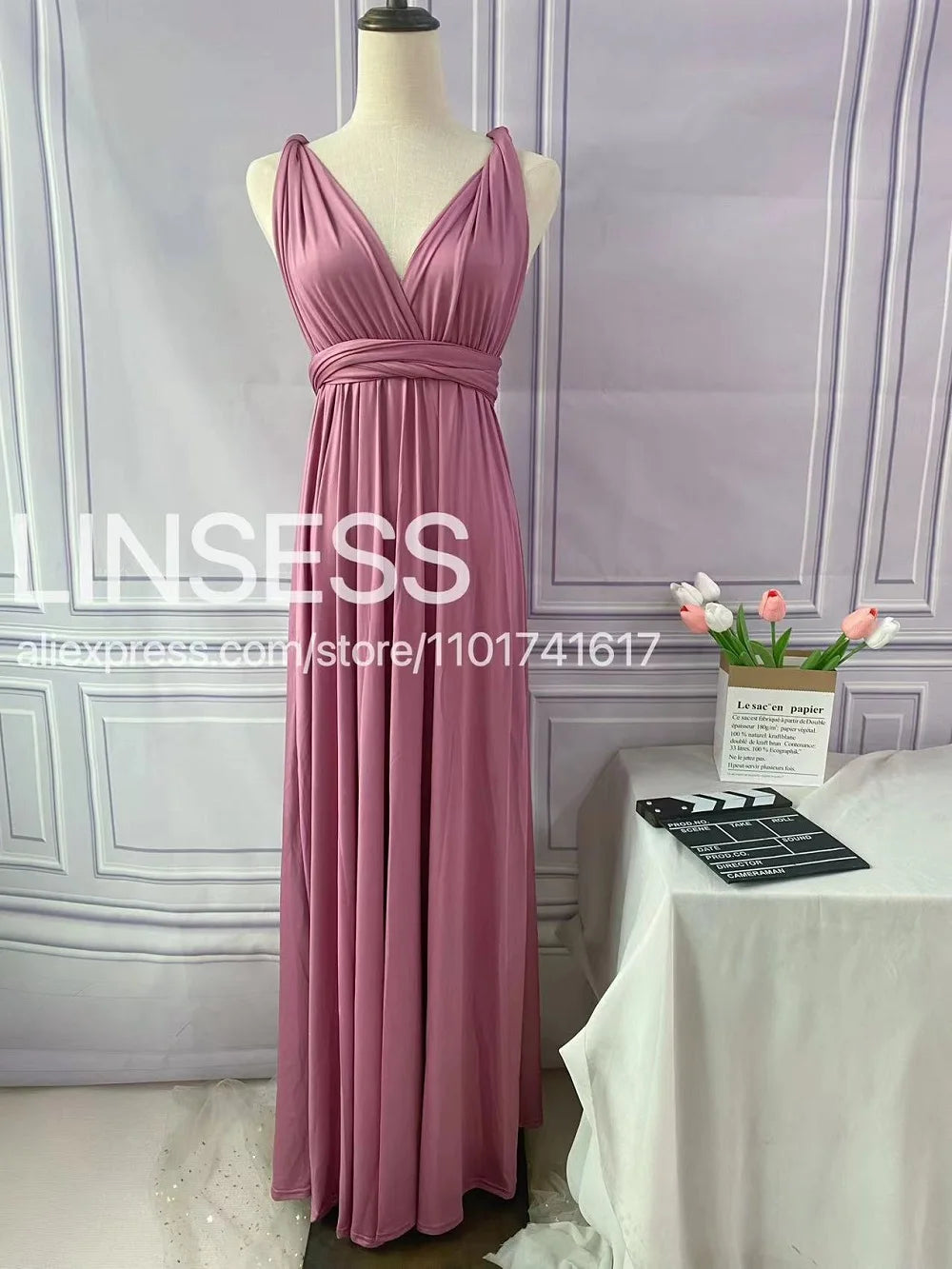 Robe de demoiselle d'honneur, robe longue vert olive de demoiselle d'honneur, robe convertible pour cortège nuptial, robe infinie multivoies, robe sur mesure
