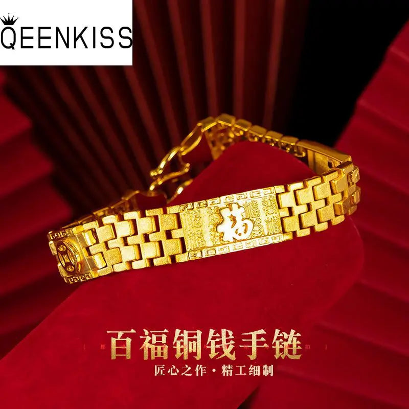 Men's Vintage Gold FU Coin Chain Bracelet | Groom, Father & Wedding Gift