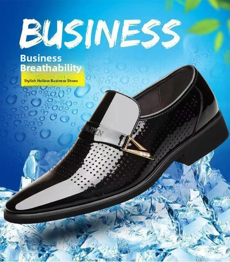 Men's Brown Hollow-Out Dress Shoes | Height-Boosting | Groom & Wedding