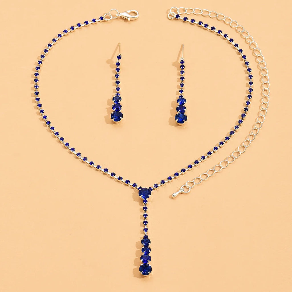 Parure collier et boucles d'oreilles de mariée Goutte de cristal scintillant