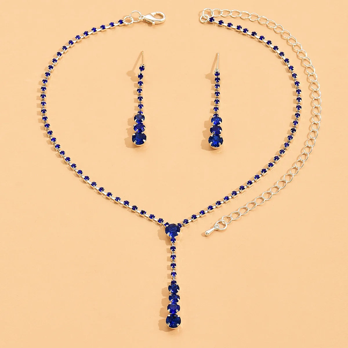 Parure collier et boucles d'oreilles de mariée Goutte de cristal scintillant