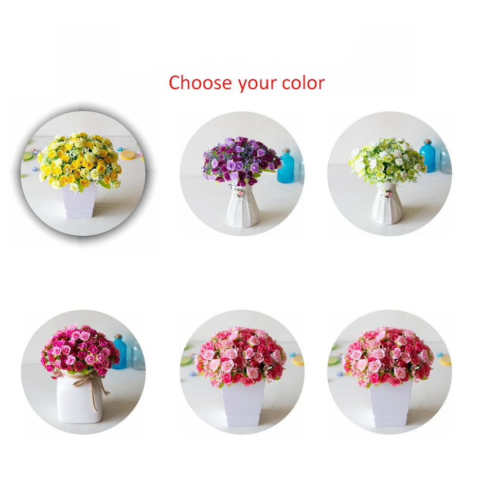 Bouquet de roses artificielles diamant – 21 fleurs, 7 tiges