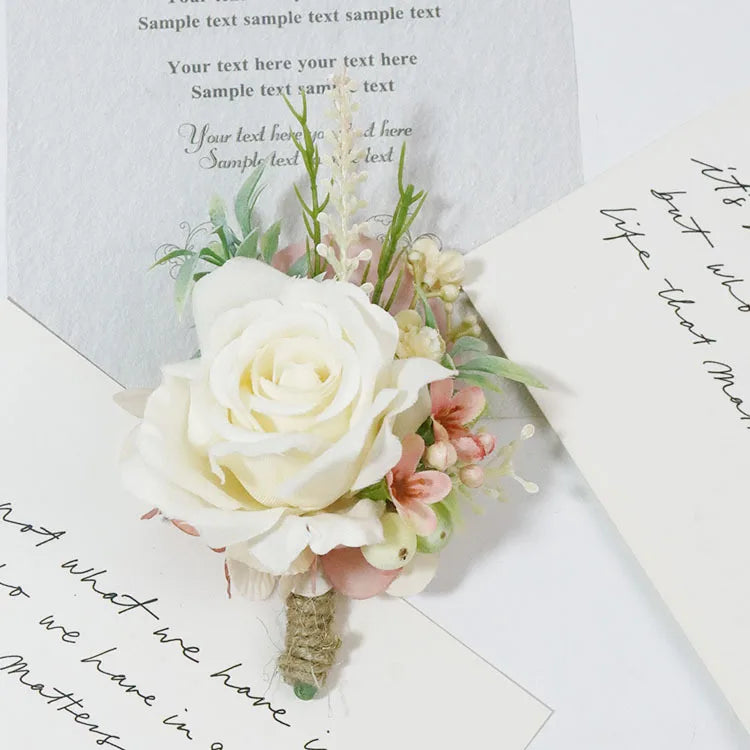 Wedding Boutonniere & Corsage | Silk Flower Pin for Groom, Groomsmen & Guests