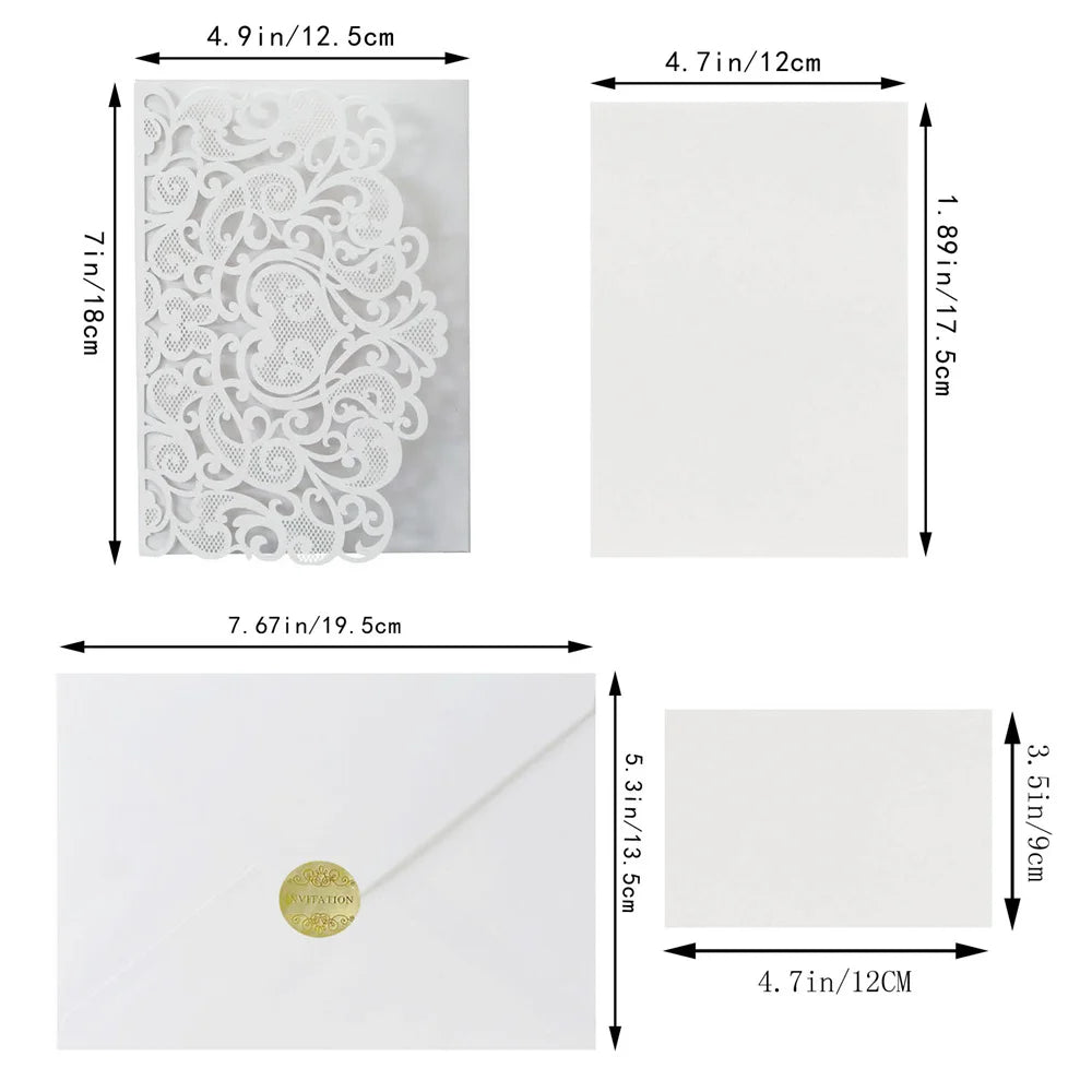 6 Pièces/Lot 3D Pop Up Mariés Ivoire Carte d'invitation de mariage Laser Poche Florale Douche nuptiale Invitations de fiançailles