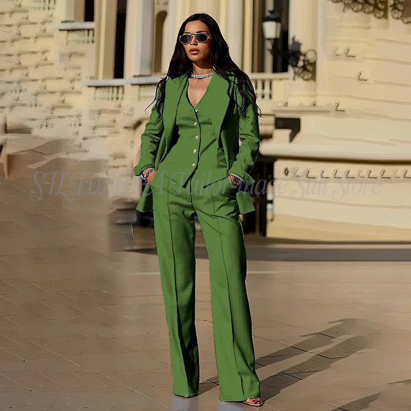 Ensembles tailleur 3 pièces pour femme : veste, pantalon et gilet - Tenues décontractées élégantes pour le bureau - Vêtements féminins de haute qualité - Ensembles blazer chics et formels