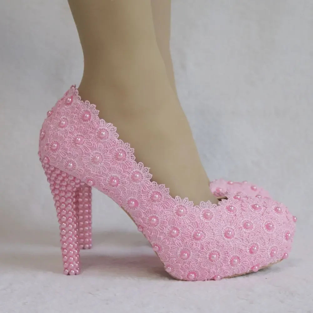 Chaussures Femme Escarpins Dentelle Strass Bout Rond Talons Fins 14cm Blanc Délicat Doux Mariage Chaussures à Talons Hauts