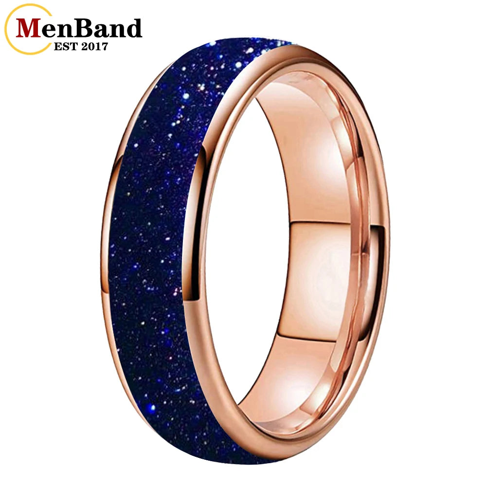 Bague de mariage pour homme 4/6/8mm - Bague en carbure de tungstène avec sable galactique concassé Espace cosmique Bague de mariage unisexe Bague de fiançailles Pour lui
