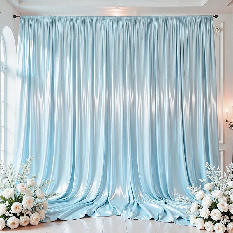 Satin Backdrop Christmas Curtains Wrinkle Free Silky Fabric Background Drapes for Baby Shower Birthday Party Prom Wedding Decor