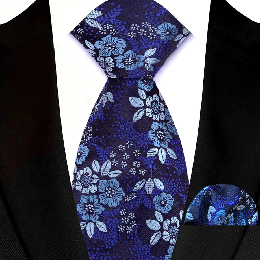 Cravate Homme Bleu Roi de Luxe, Carreaux, Rayures, Paisley, Haute Qualité, Mouchoir de Poche, Ensemble Cravate pour Mariage, Cadeaux d'Affaires