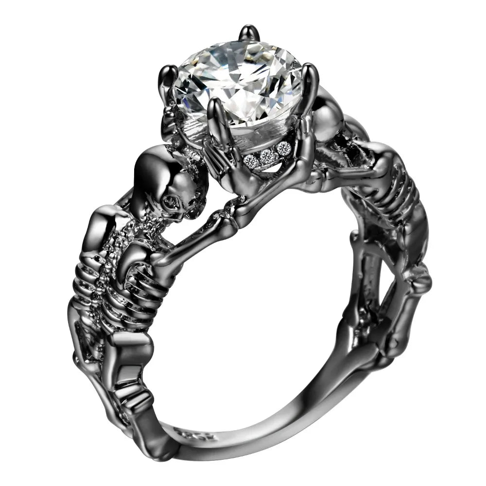 Bague de promesse gothique Squelette Zirconium — Alliance alternative