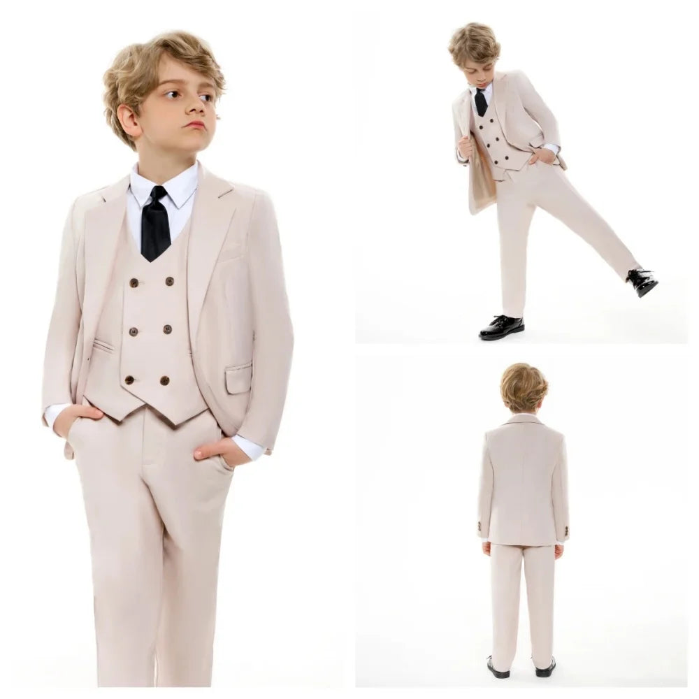 Costume 3 Pièces pour Garçons, Tenue de Mariage, Smoking pour Enfants, Veste Formelle, Pantalon, Gilet, Coupe Slim, De 2 à 16 Ans, Costume Sur Mesure pour Garçons