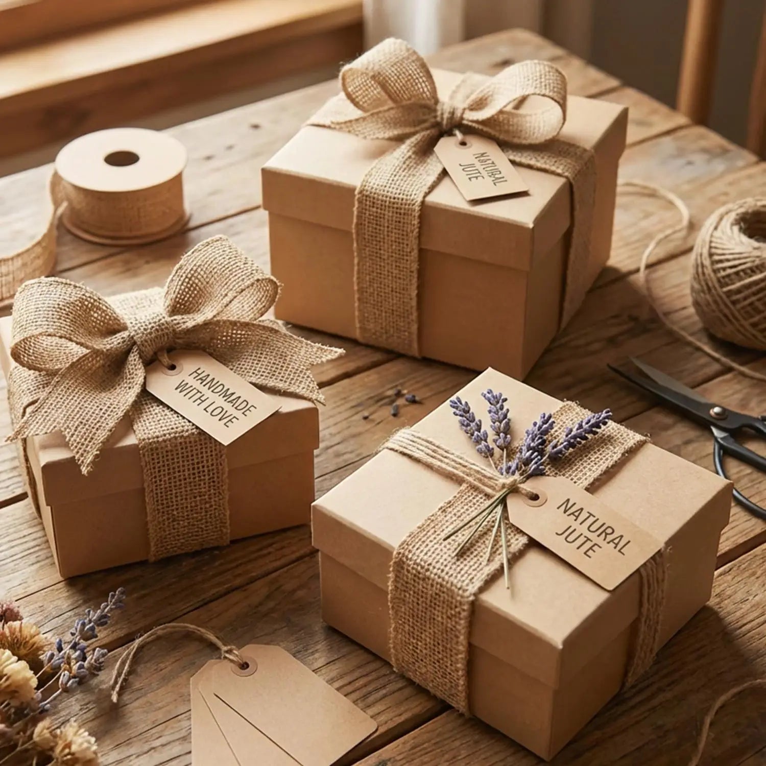 Jute Burlap Ribbon Roll DIY Handmade Craft Supplies for Wedding Decor Gift Wrapping Flower Bouquets Table Garland Party DIY