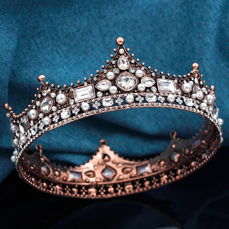 Couronne de Champagne Grande Couronne de Reine Diadèmes et Couronnes pour Femmes Bijoux de Tête de Mariage Fête d'Anniversaire