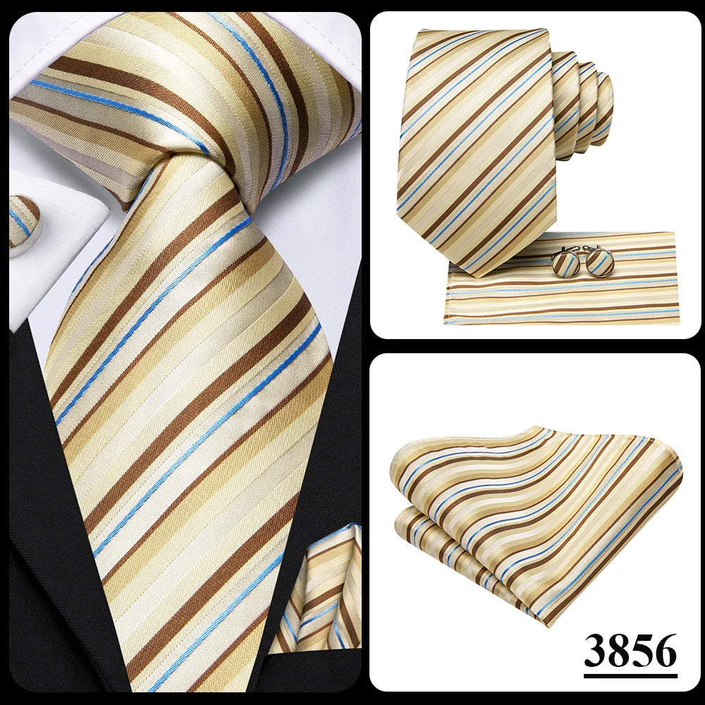 Silk Paisley & Floral Necktie Gift Set | Groom & Groomsmen Wedding Tie with Pocket Square & Cufflinks