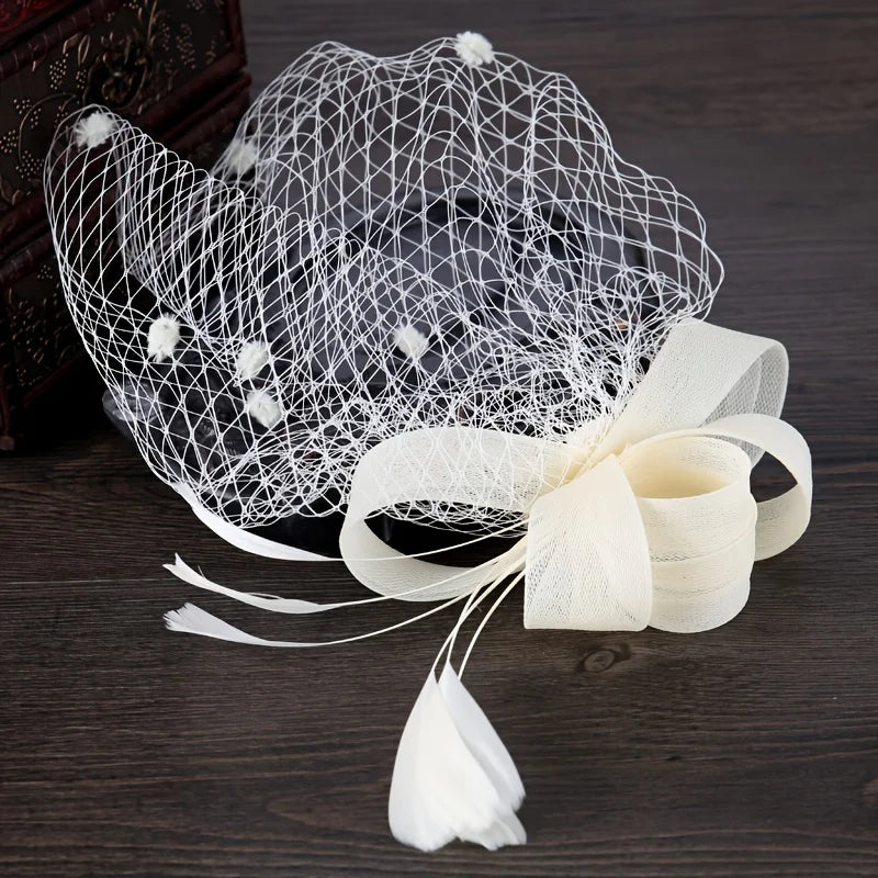 Bridal Feather Bow Veil Party Wedding Bridal Accessories Jewelry Veil Headdress