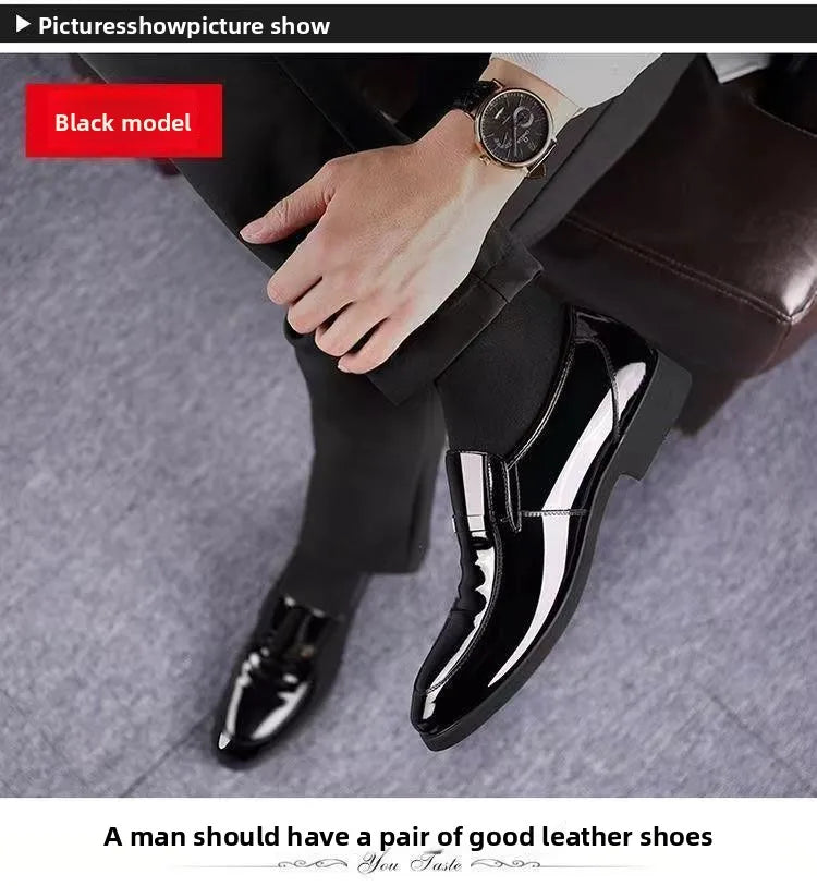 Chaussures en cuir habillées pour hommes, style britannique, décontractées, pour marié, rehaussant la taille, respirantes, à bout pointu, pour l'été