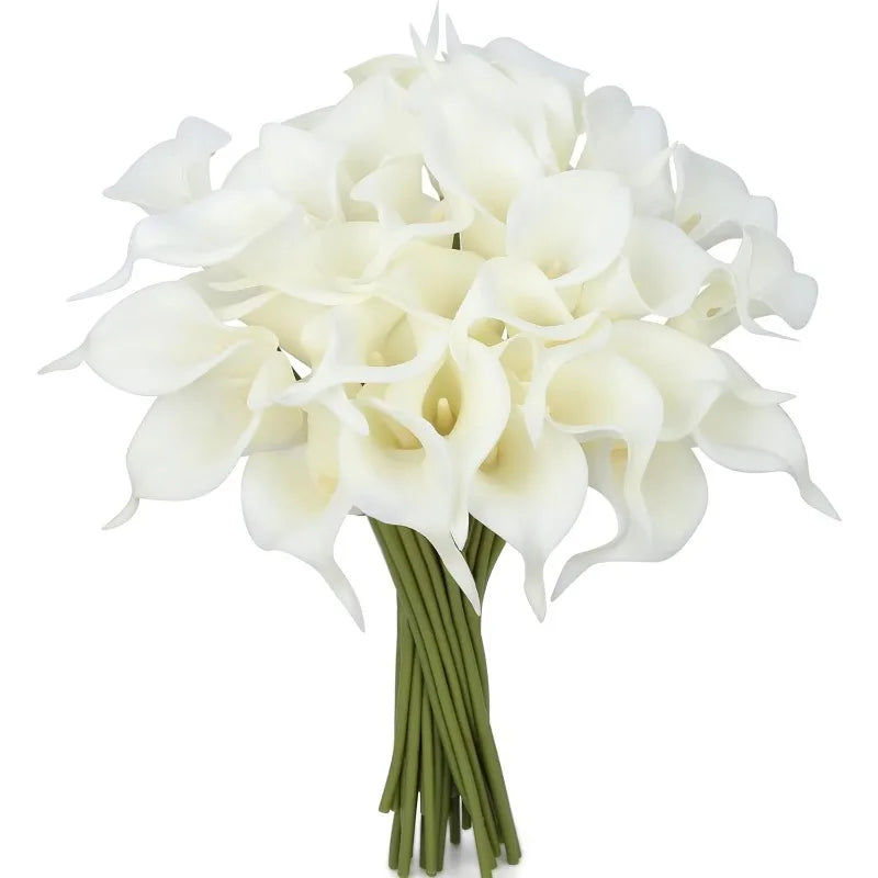 Bouquet de mariée artificiel de callas — 6 tiges, 40 cm