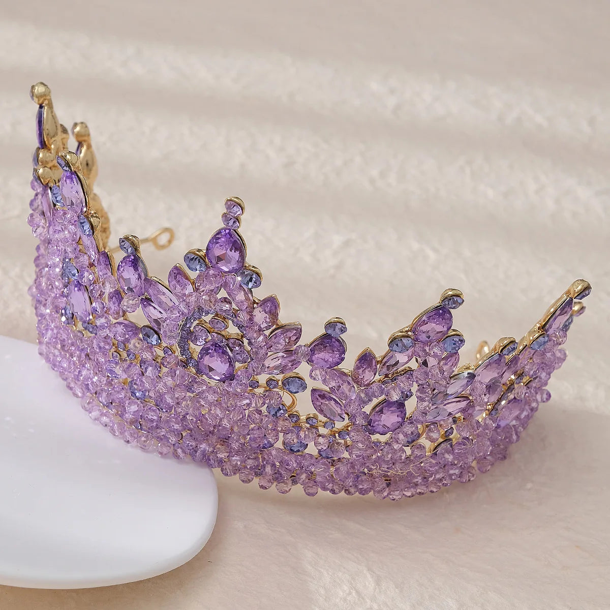 Accessoires de cheveux de mariage colorés roses, coiffe de concours de beauté, diadème de mariée Fait à la main en CRISTAL coloré avec perles