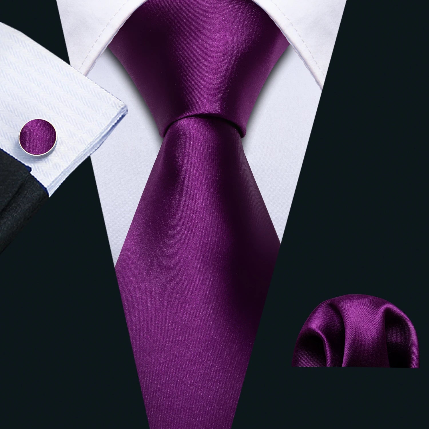 Cravate Homme en Soie Violette Unie avec Pochette Barry.Wang, Ensemble de Cravate et Mouchoir de Poche, Nœuds Papillons Floraux Paisley pour Homme, Cadeau pour Fête, Marié